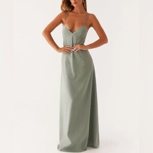Peppermayo Linen Sage Maxi Dress